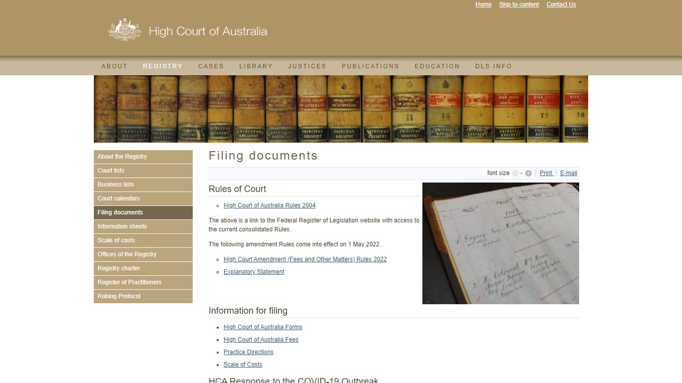 Filing documents - High Court of Australia