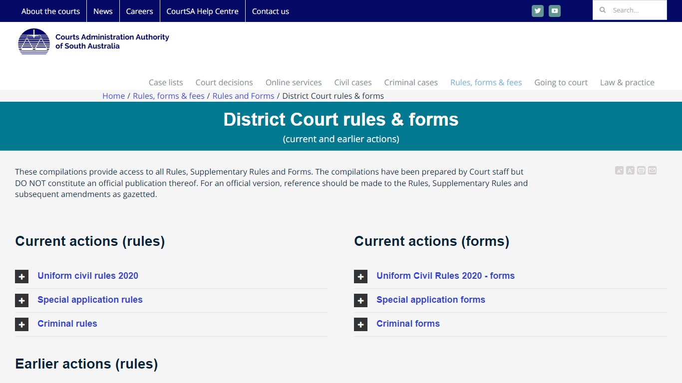 District Court rules & forms - CAA
