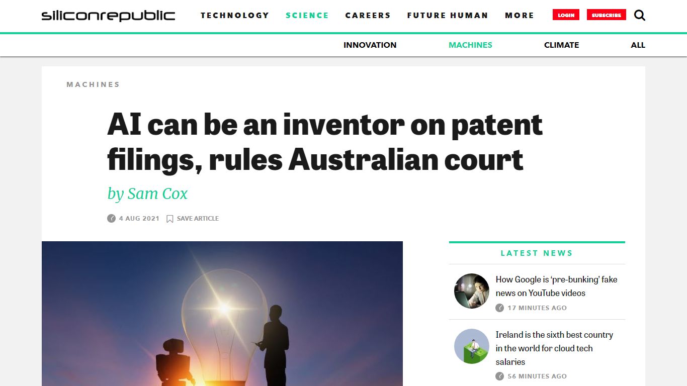 AI can be an inventor on patent filings, rules Australian court