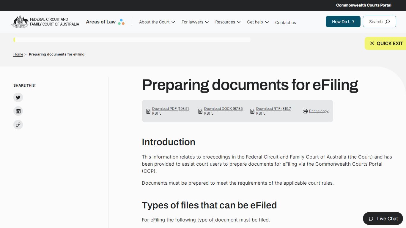 Preparing documents for eFiling - Federal Circuit Court of Australia